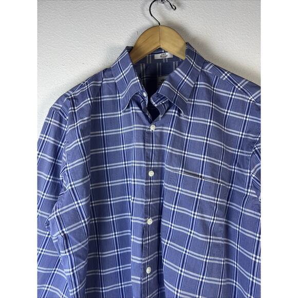 Peter Millar Shirt Men Large Blue Plaid Long Sleeve Button Lightweight cotton - Picture 4 of 11